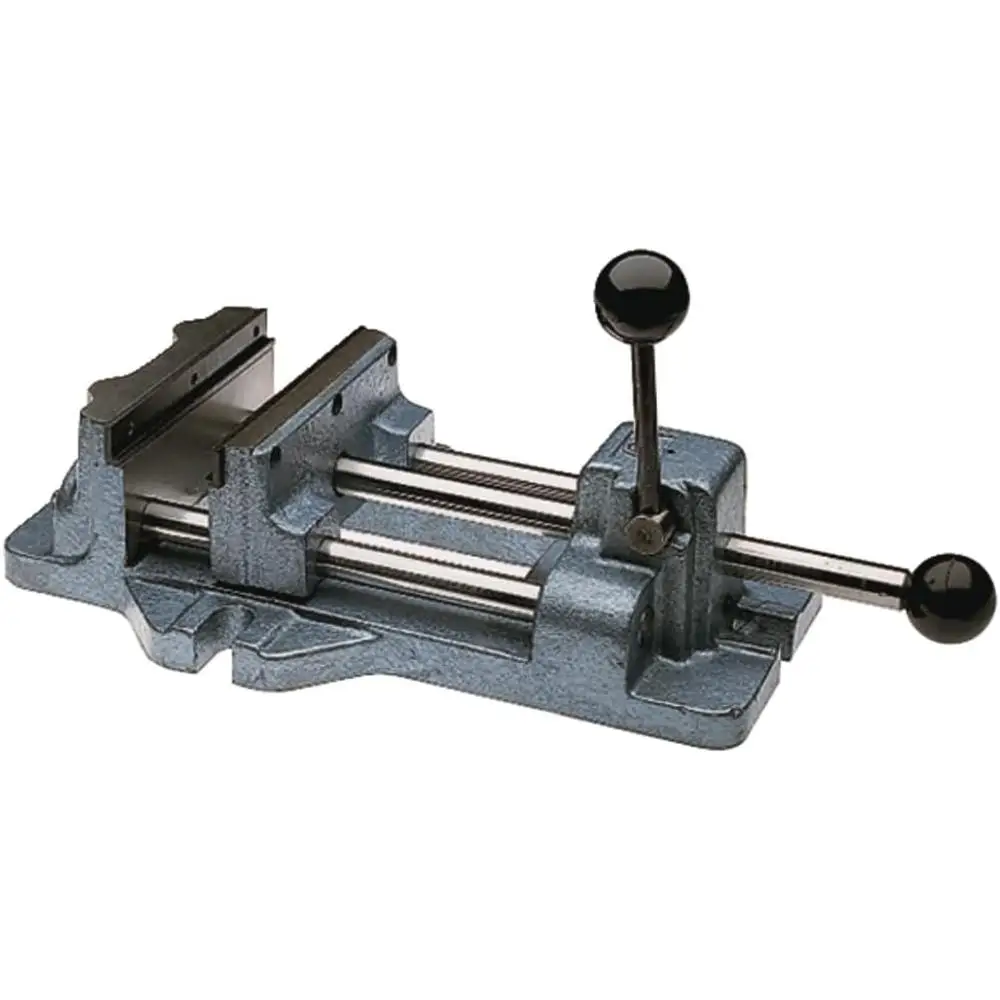 Cam Action Drill Press Vise 6 Inch Jaw Width Max Opening 6 3 16 Inches Heavy Duty Locking Lever Cast Iron Design 400 to 1100 lbs