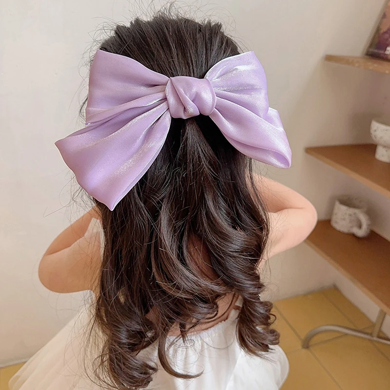 

Women Elegant Bow Ribbon Hair Clip Fashion Solid Satin Spring Clip Simple Bowknot Hairpins Barrettes Hair Accessories For Girls