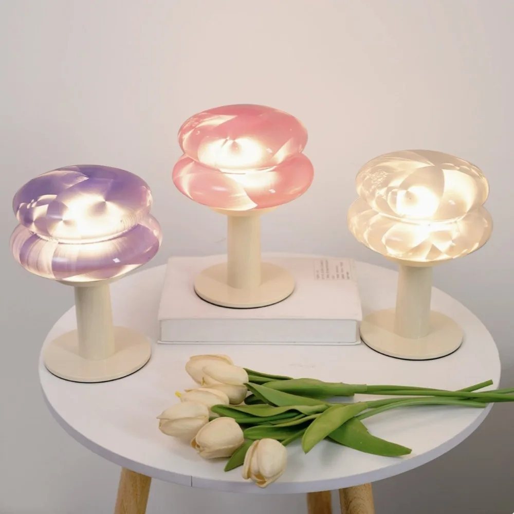 Rechargeable Egg Tart Mushroom Desk Lamp Bedroom Study Bedhead Atmosphere Dreamy Girl Desktop Nightlight