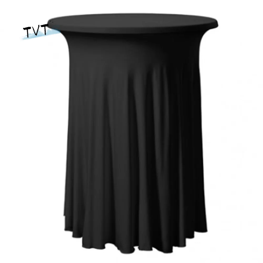 

Solid Color Height Stretch Round Tablecloth Long Drape Decorative Bar Table Cover Elastic Dustproof Conference Table Skirt