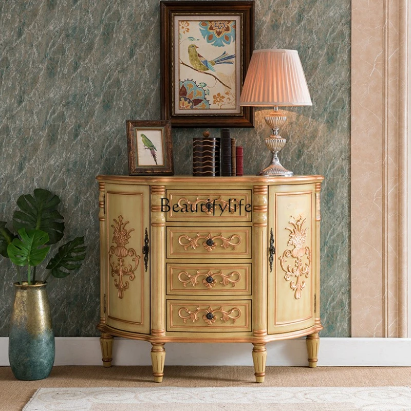 

European semicircular entrance cabinet aisle cabinet solid wood cabinet entry