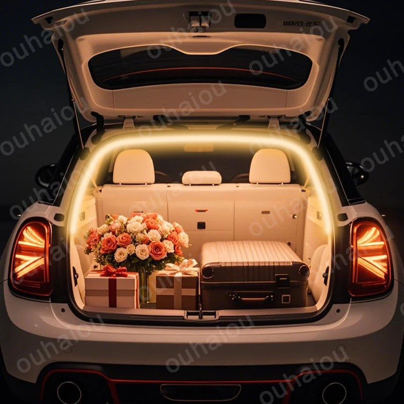 ل 2021-2025 BMW MINI JCW مصباح لجذع تعديل ضوء أضواء الغلاف الجوي الأبيض الدافئ الأبيض الخلفي الجذع مصباح ليد بار