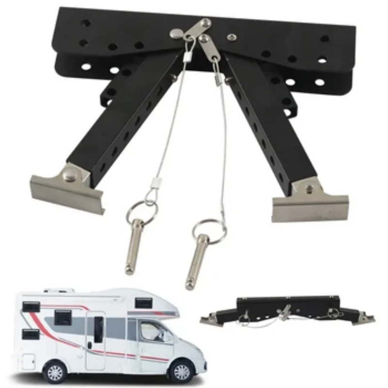 RV Step Stabilizer Folding Premium Durable Trailer Camper Metal Height Adjustable Motorhome RV Step Support Stabilizer