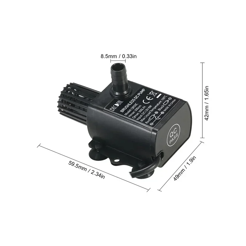 Ultra-quiet DV12V Solar Brushless Water Pump 400L/H Computer Cooled Circulation Water Fountain and Land Pump