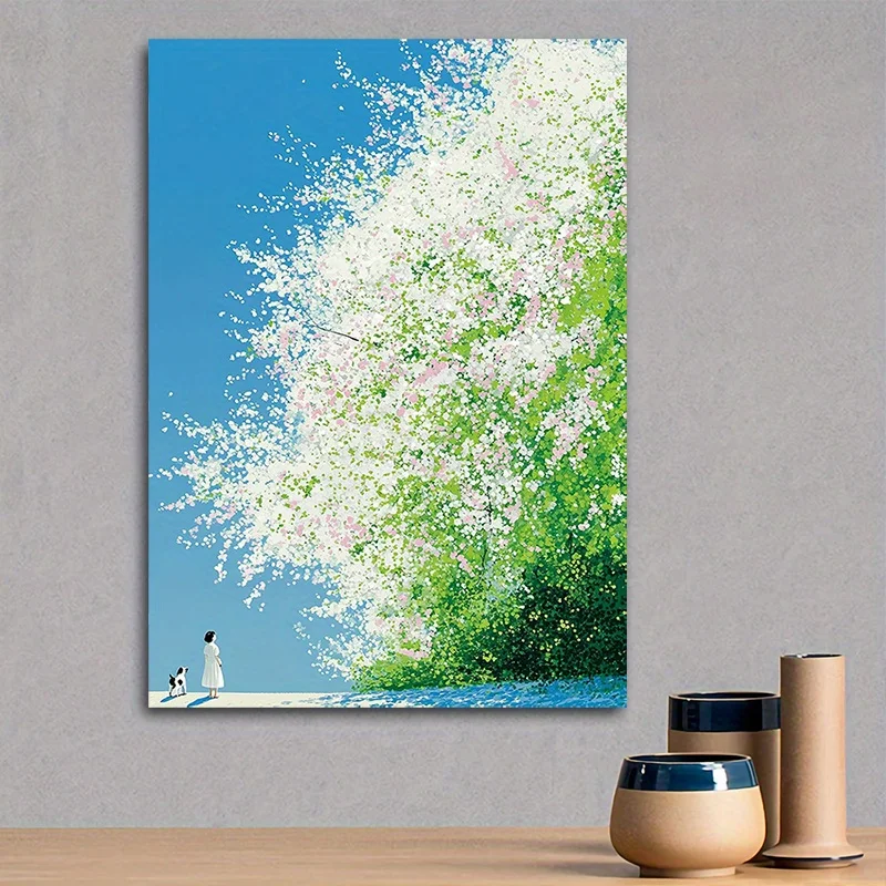 (No frame)2D Flat, 1pc Canvas Wall Art, Charming Nature and Human Harmony Canvas Print - Wall Art for Home Decor, Perfect Gif