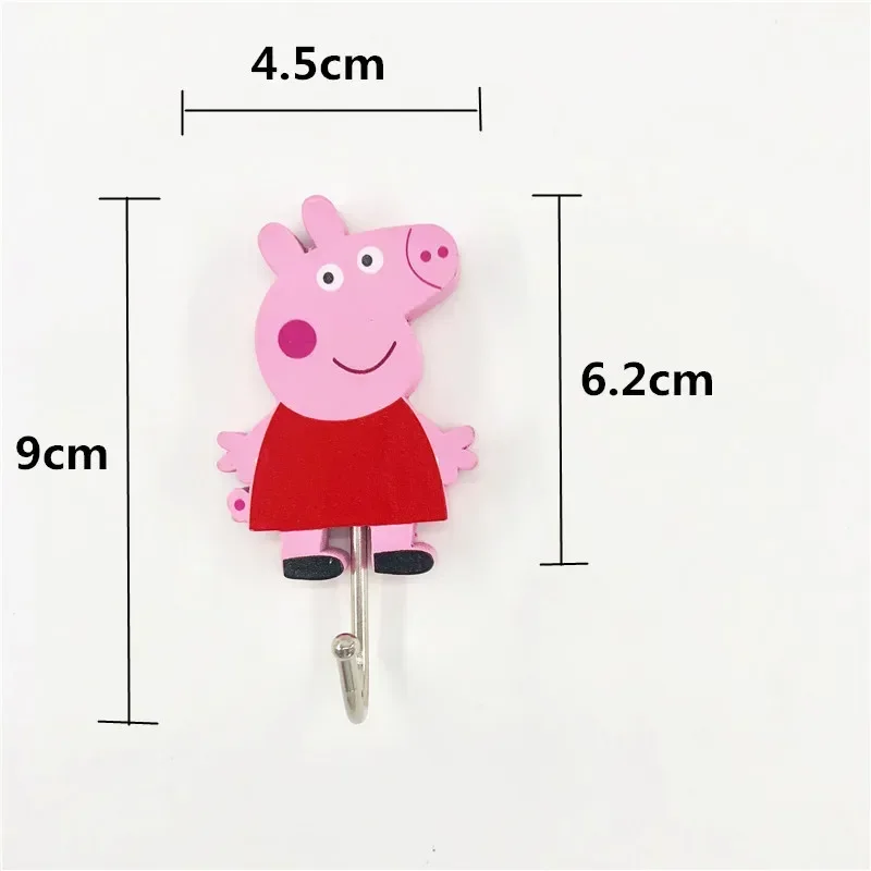 Peppa Pig Wooden Hook Cartoon Strong Adhesive Hook Office Hook