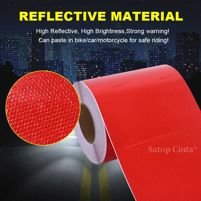 8inch*16FT Red Reflective Film High Visibility Customized PVC Reflector Sticker Waterproof Adhesive Tape For Vehicls Car Trailer