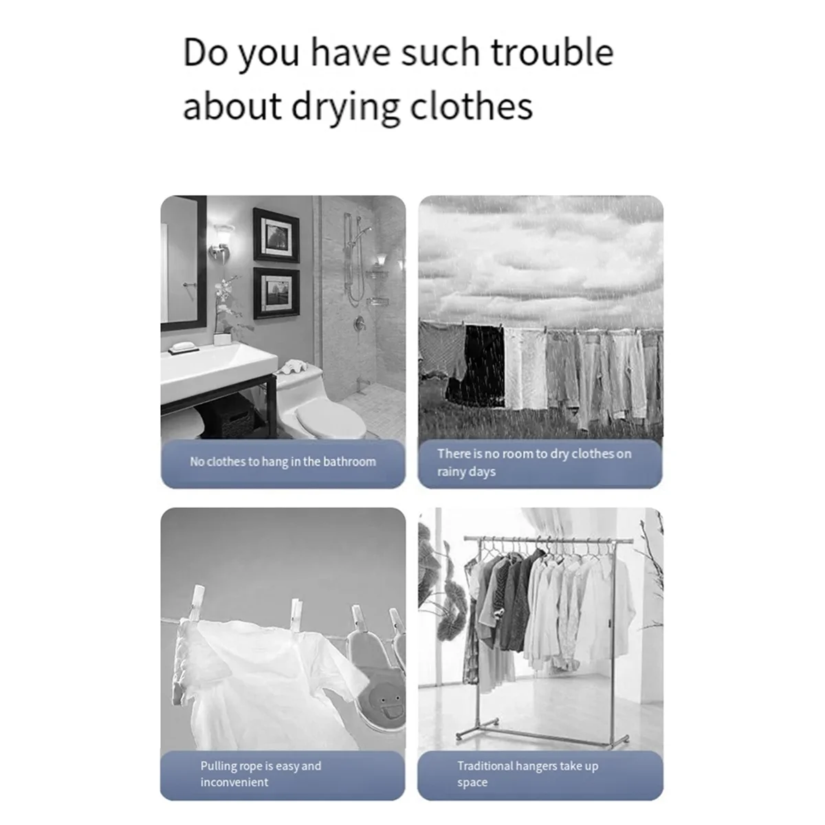 ABJZ Wall Mount Coat Hanger,Folding Clothes Drying Racks,Sturdy Hanging Clothes Hanger,Laundry Room Drying Rack(8-Hole)