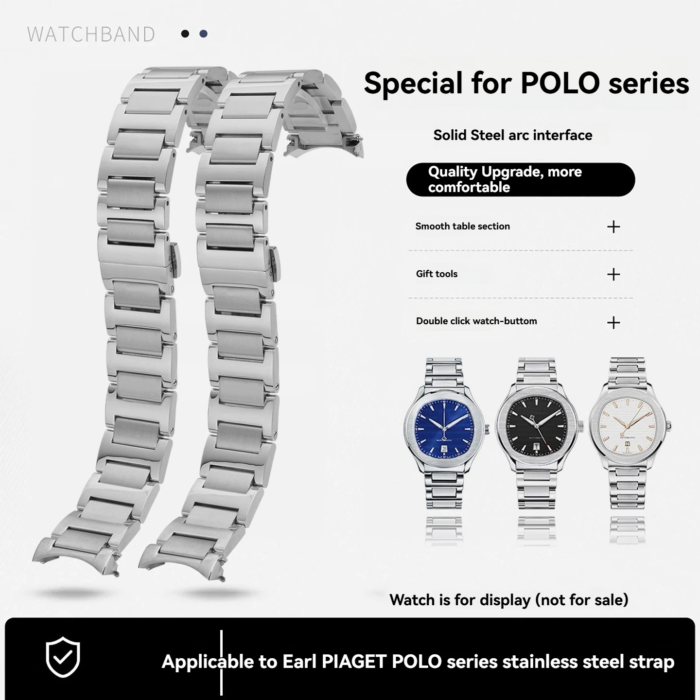 Curved interface  stainless steel strap For Piaget POLO series G0A43001 solid metal Watchband men Bracelet wristband 21mm