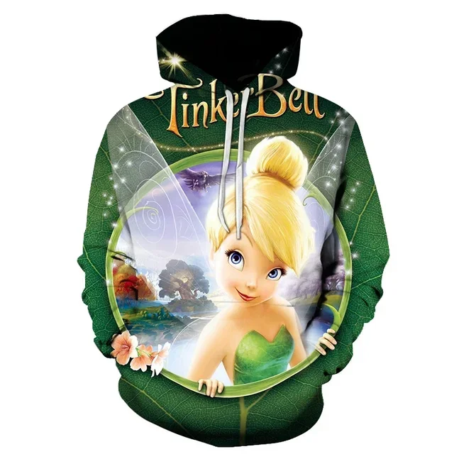 2024 Disney Tinker Bell Men Women 3d Hoodies Casual Hip Hop Streetwear Long Sleeves Sweatshirts Boys Girls Autumn Tops Coats