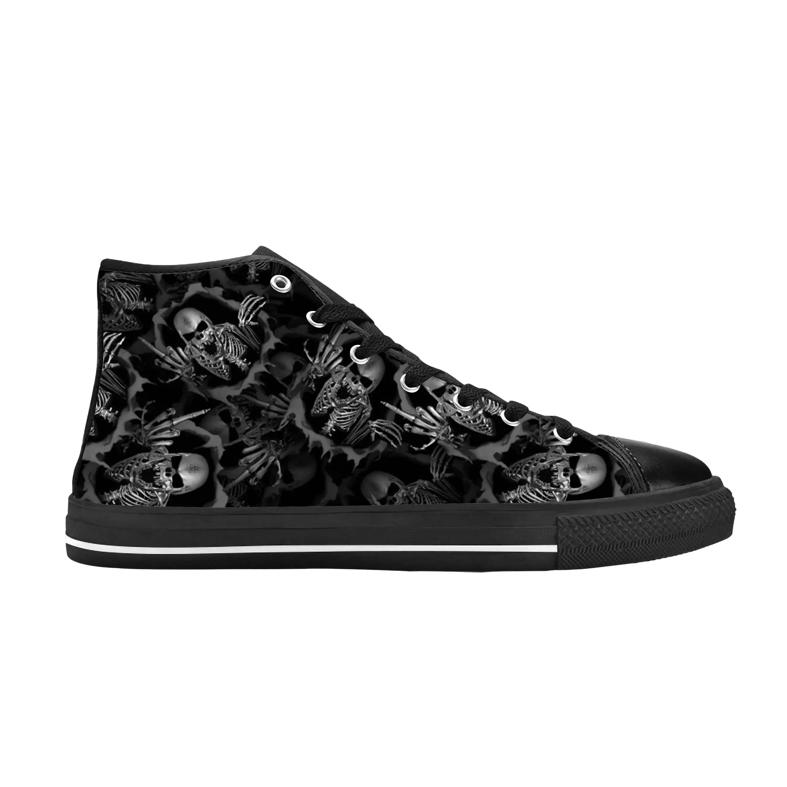 Sugar Skull Paisley Skeleton Goth Gothic Horror Casual Cloth Shoes High Top Comfortable Breathable 3D Print Men Women Sneakers