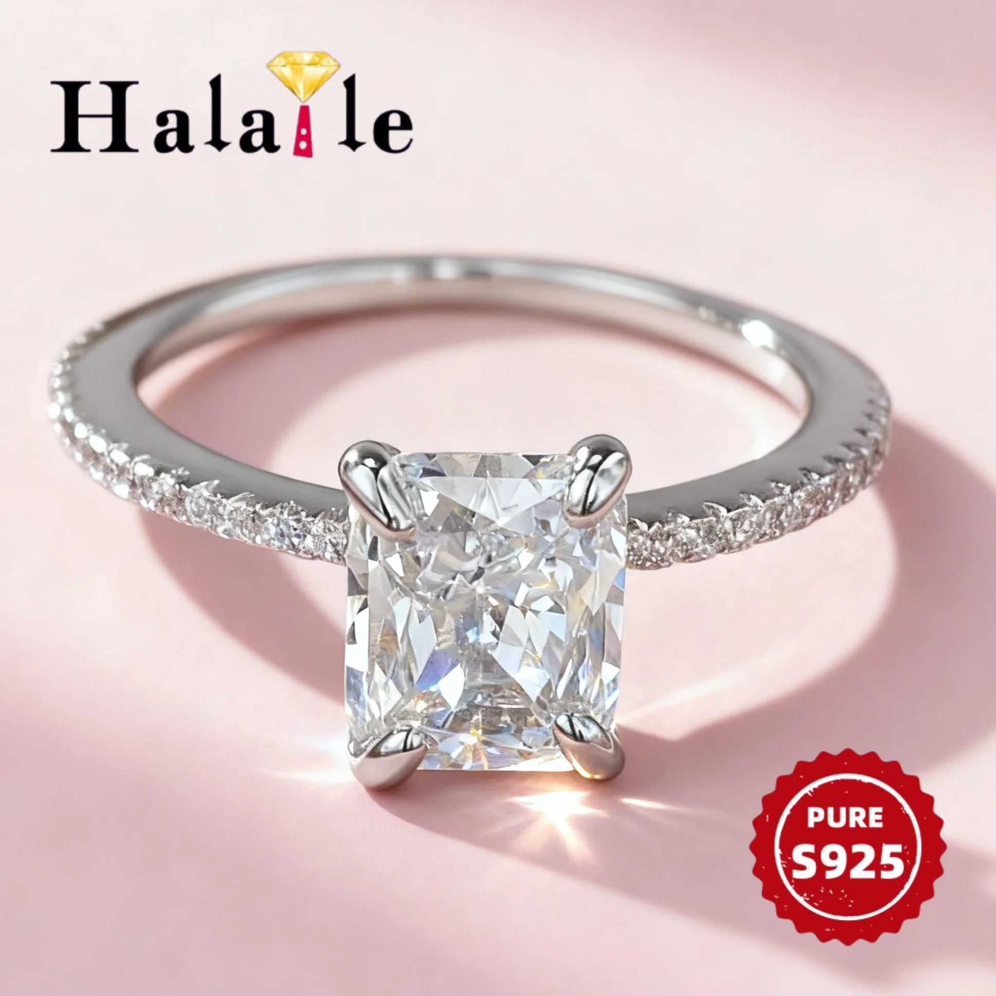 

Halaile 1-4CT D цвет сияющей огранки муассанит настоящее кольцо из стерлингового серебра S925 ювелирные изделия женские помолвочные свадебные подарки