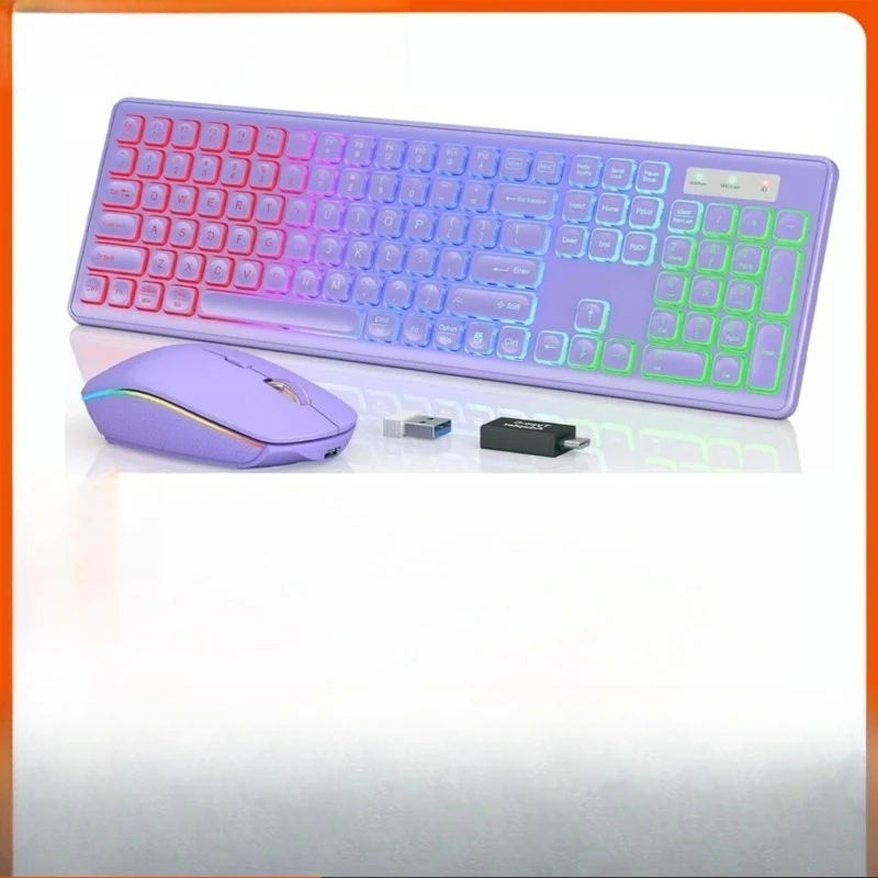 2.4G Wireless Keyboard Mouse Combination RGB Ergonomic Tilt Angle Ergonomic Keyboard