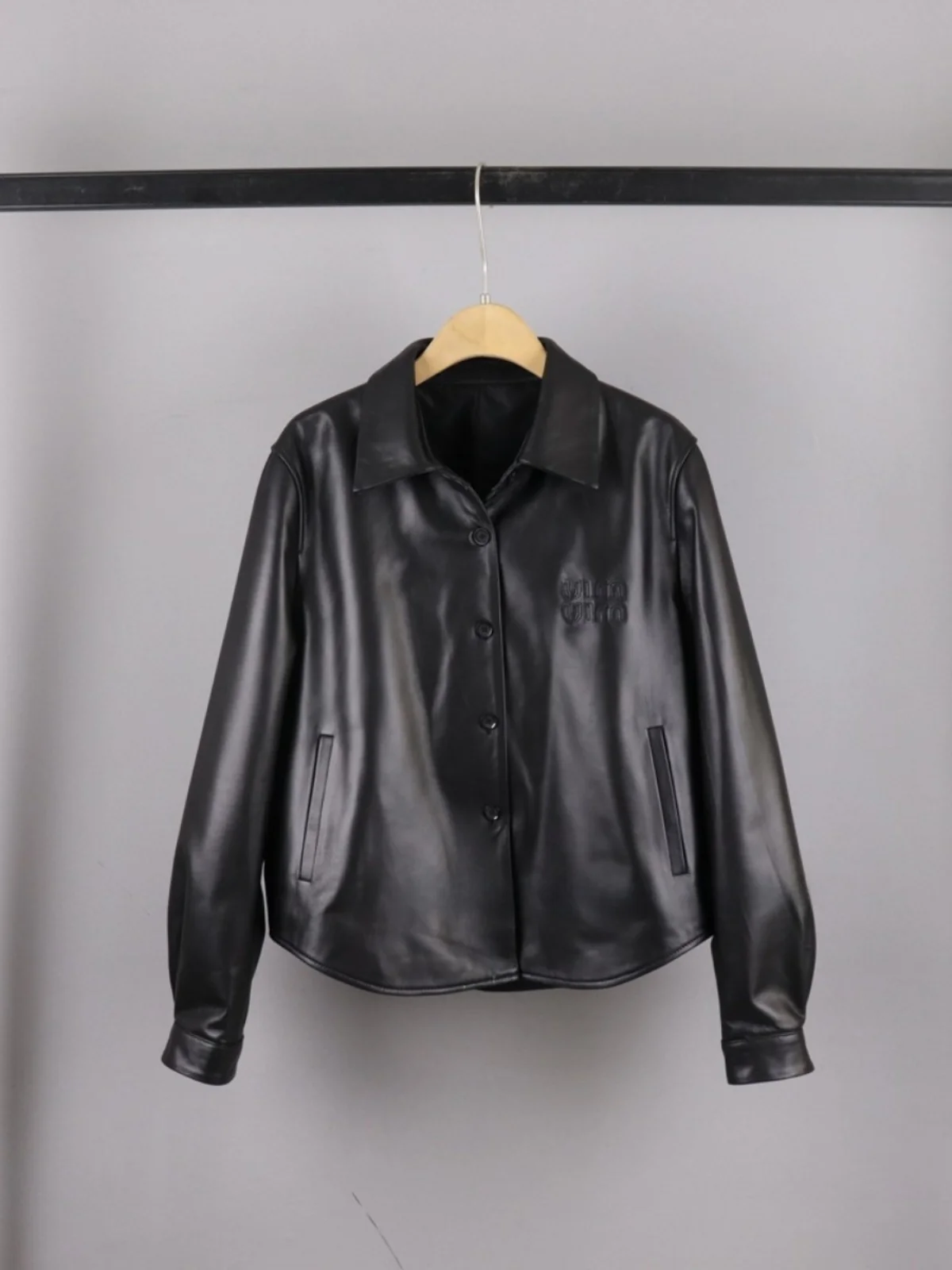 Chen Mrs. Women's Lamb Leather Jaet ort Casual  Collar Coat 2024 Autumn New Sle Commute Sle Loose Fit Zipper