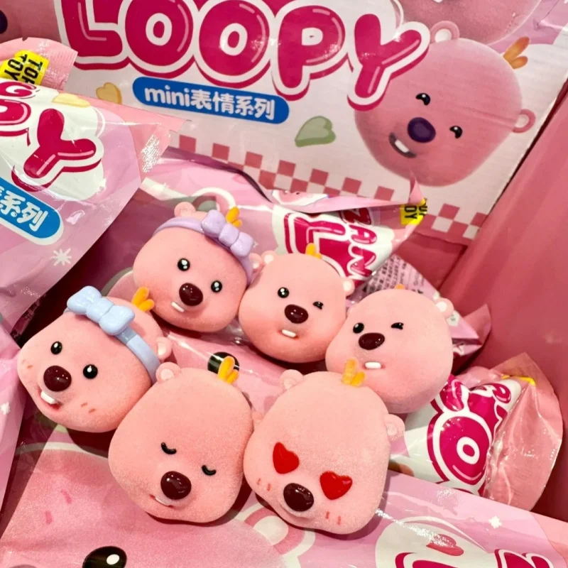 Original Miniso Zanmang Loopy Mini Kawaii Ruby Model Cute Grain Flocking Toy Cute Beaver Girl Valentine's Day Gift