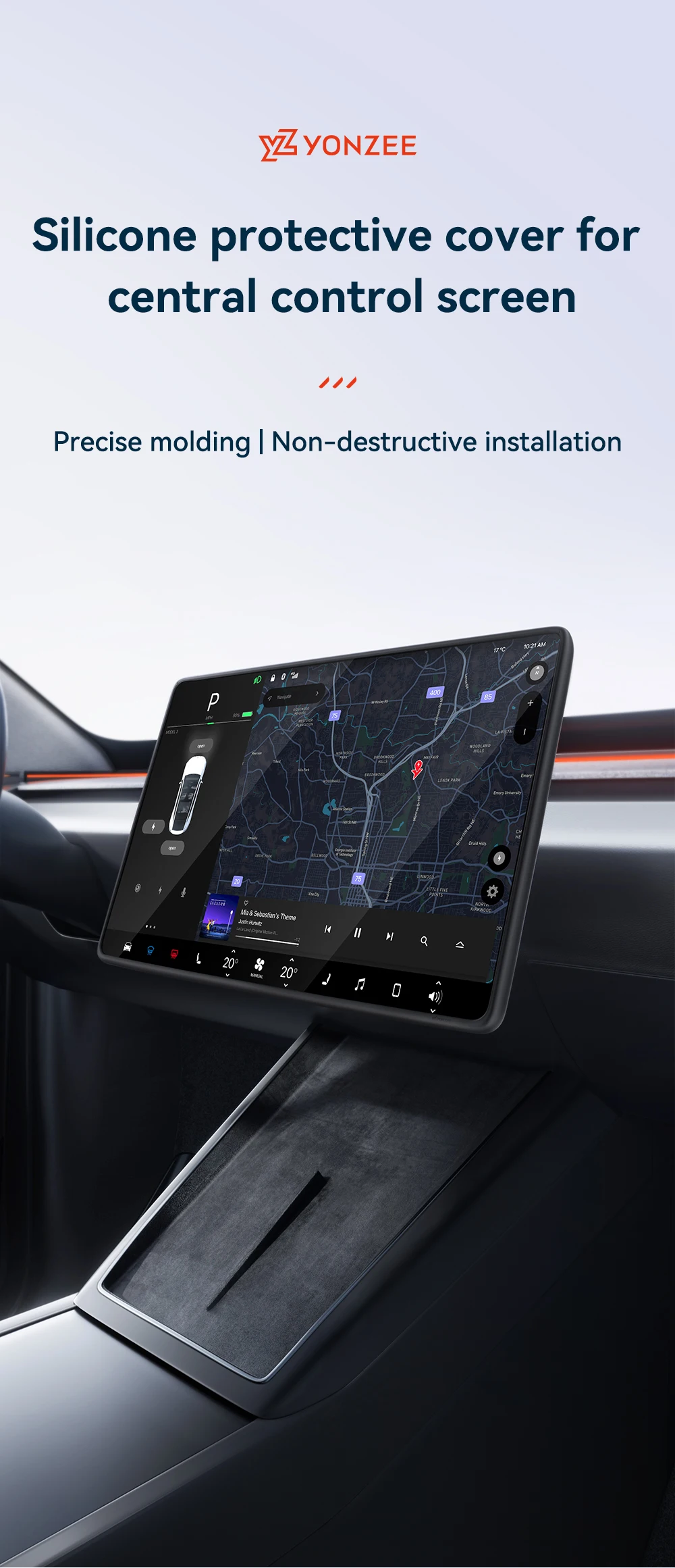YZ Für Tesla Model 3 Y/YL Highland Juniper 2021-2026 TPU Schutzabdeckung Zentrales Steuerungsdisplay Navigationsbildschirm-Schutzfolie – Detail 4