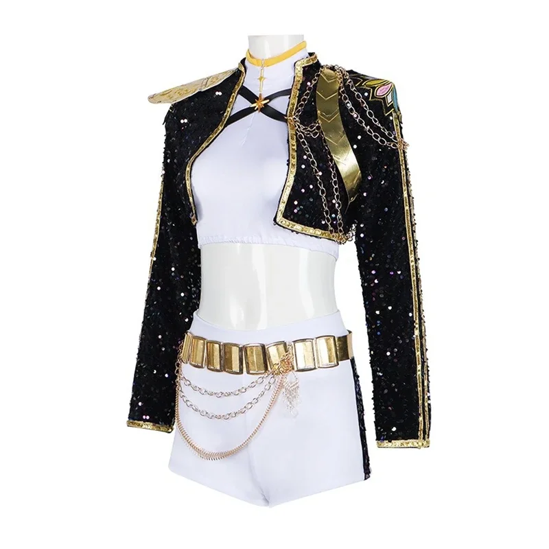 Black Golden Rumi Zoey Mira Cosplay KPop Demon Hunters Cosplay Costume Wig Girls Suit Child Halloween Party Role Playing Outfit