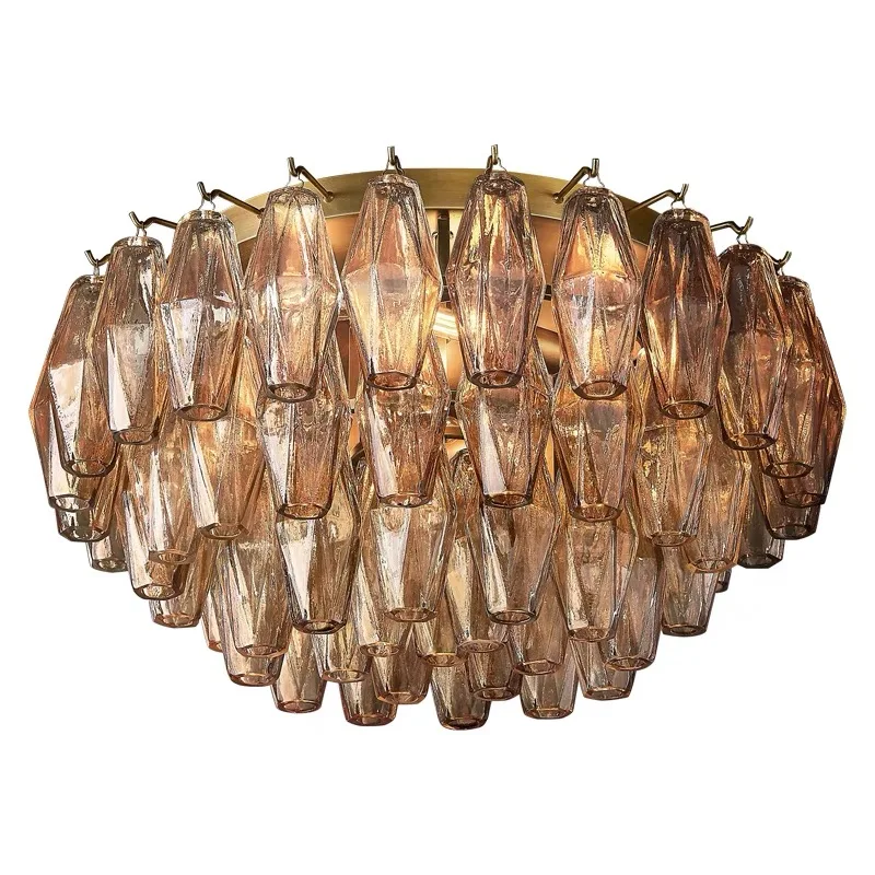 Clear Amber Rhombic Glass Ceiling Lights New LED Lights Modern Ceiling Chandelier Luxury Lamps Home Decor Living Room Bedroom