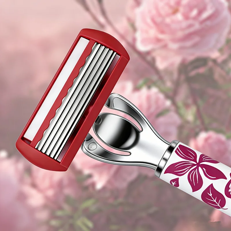 Women's safety shaver with six layers, including 1/2 handle and 18/36 replacement blades for daily shaving and shaving