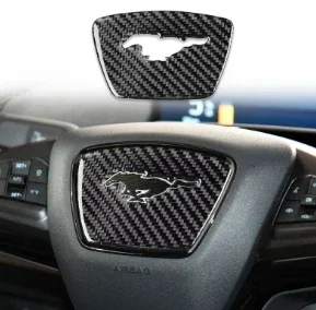 Embellecedor de anillo para volante de coche, cubierta de fibra de carbono 3K para Ford Mustang Mach-E, modificaciones, protección decorativa, accesorios para automóviles