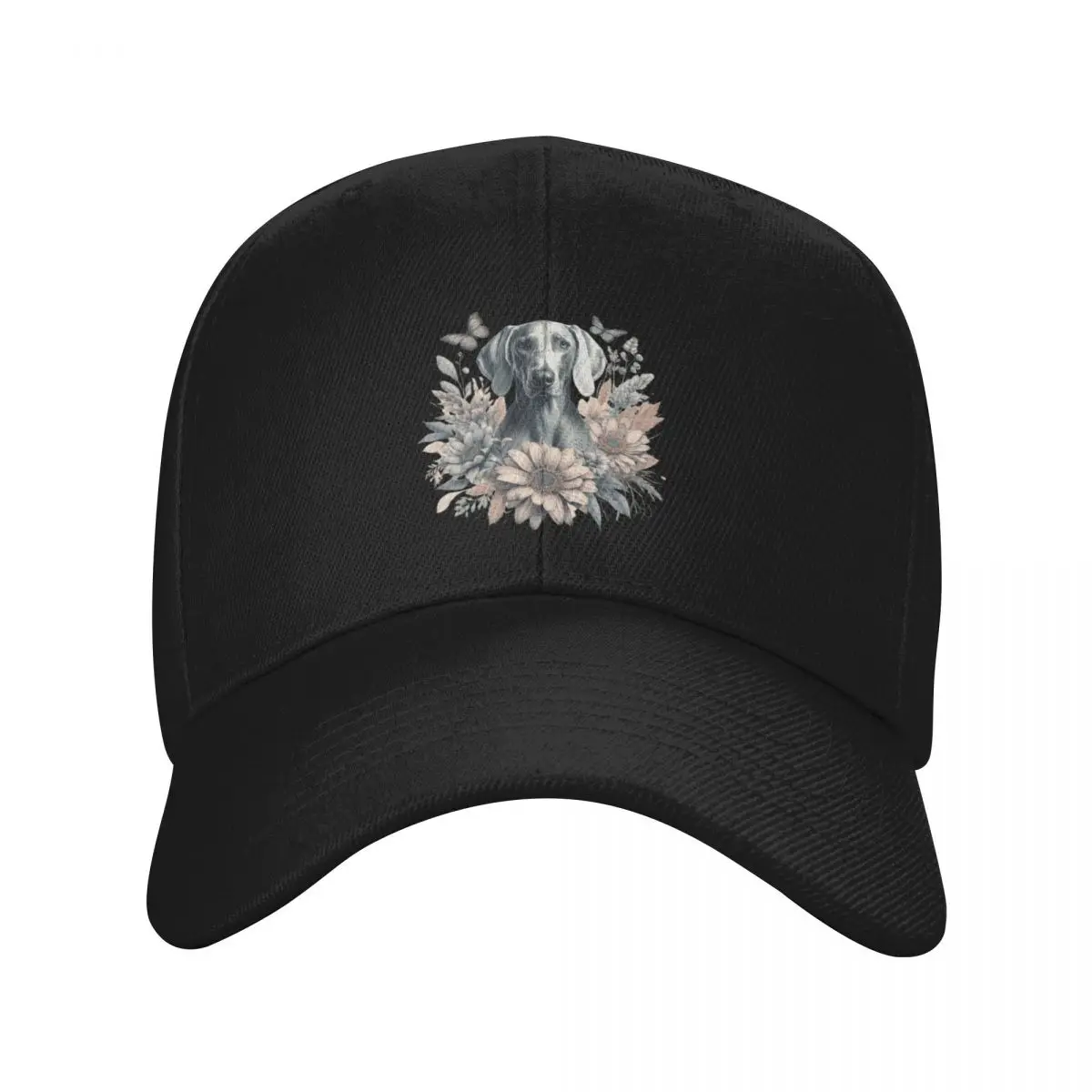 Coquette Weimaraner Floral Art with Butterflies - Design Nr. 188 Baseball Cap Snap Back Hat tea Hat Wild Ball Hat Male Women's