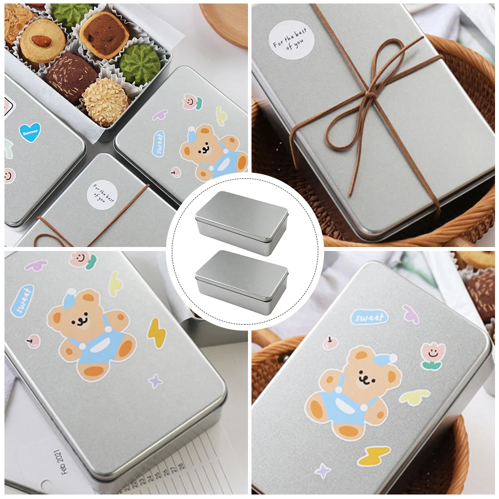 

4 Pcs Cookie Packaging Iron Box Storage Case Square Container Gift Wrapping Containers Tinplate Jars Biscuit Candy Boxes