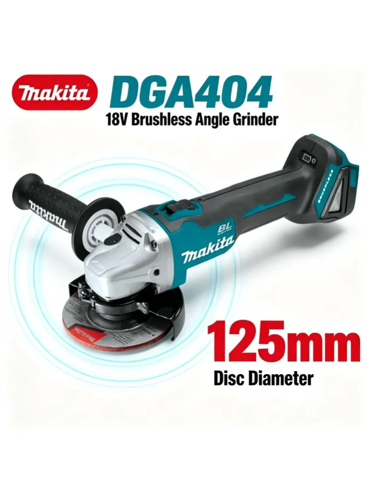 Neuer Makita 18V DGA404 125mm Lithium-Ionen Bürstenloser Winkelschleifer, tragbares kabelloses Elektrowerkzeug für Schleifen, Schneiden, Schweißreinigung und Oberflächenpolitur auf der Baustelle