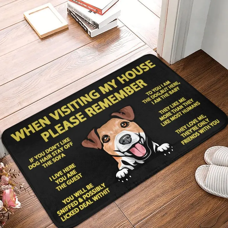 Peeking Dog Jack Russell Terrier Front Door Floor Entrance Mat Outdoor Pet Animal Bath Kitchen Doormat Living Room Carpet Rug