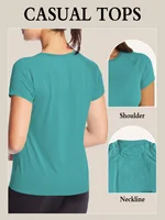 T-Shirt à manches courtes pour femmes, séchage rapide, résilience, Sport, évacuation de l'humidité, col rond, exercice d'entraînement, chemise de Sport 2