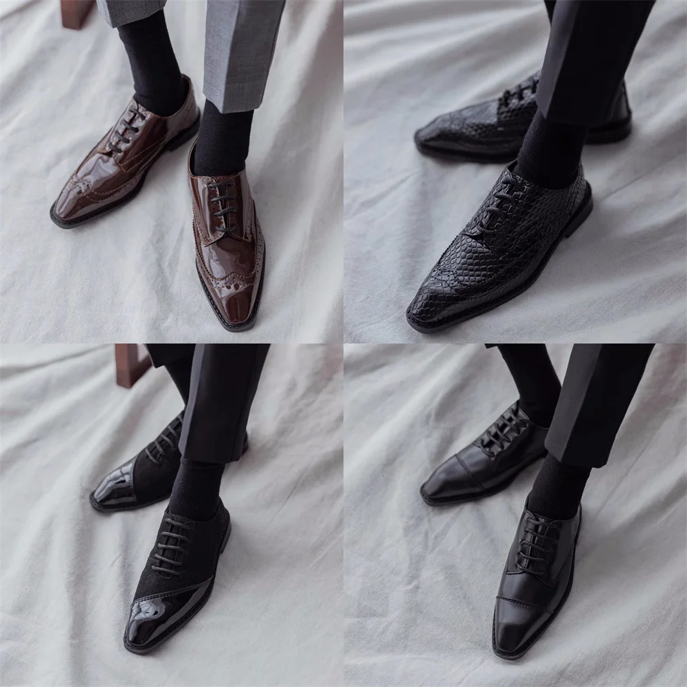 

BJD Doll Shoes ID75 Boys Glossy Leather Black Brown Elegant Four Color Square Toe Lace-up Shoe Work Toys Gifts Doll Accessories