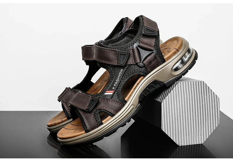 Neue Sommer Echtes Leder Männer Sandalen Mode-Design Atmungsaktive Casual Schuhe Männer Weichen Boden Outdoor Strand Sandalen Große Größe 46 – Detail 27