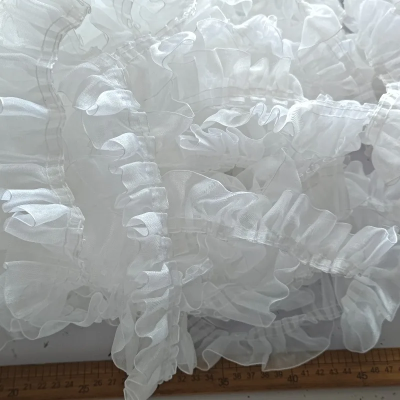 Width 4.5CM Single Layer Ruffled Organza White Pleated Handmade Lace Dress Clothing Material DIY Decorative Lace Accessories