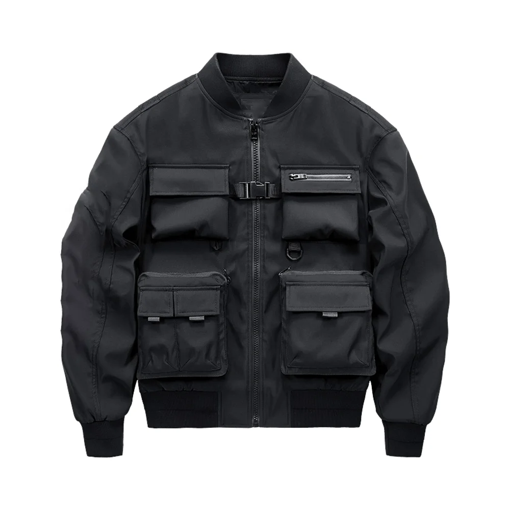 

Custom Plus Size Men's Fashion Hip Hop Jacket with Multi Pockets Street Wear for Outdoor with Trendy Black Color for Winter