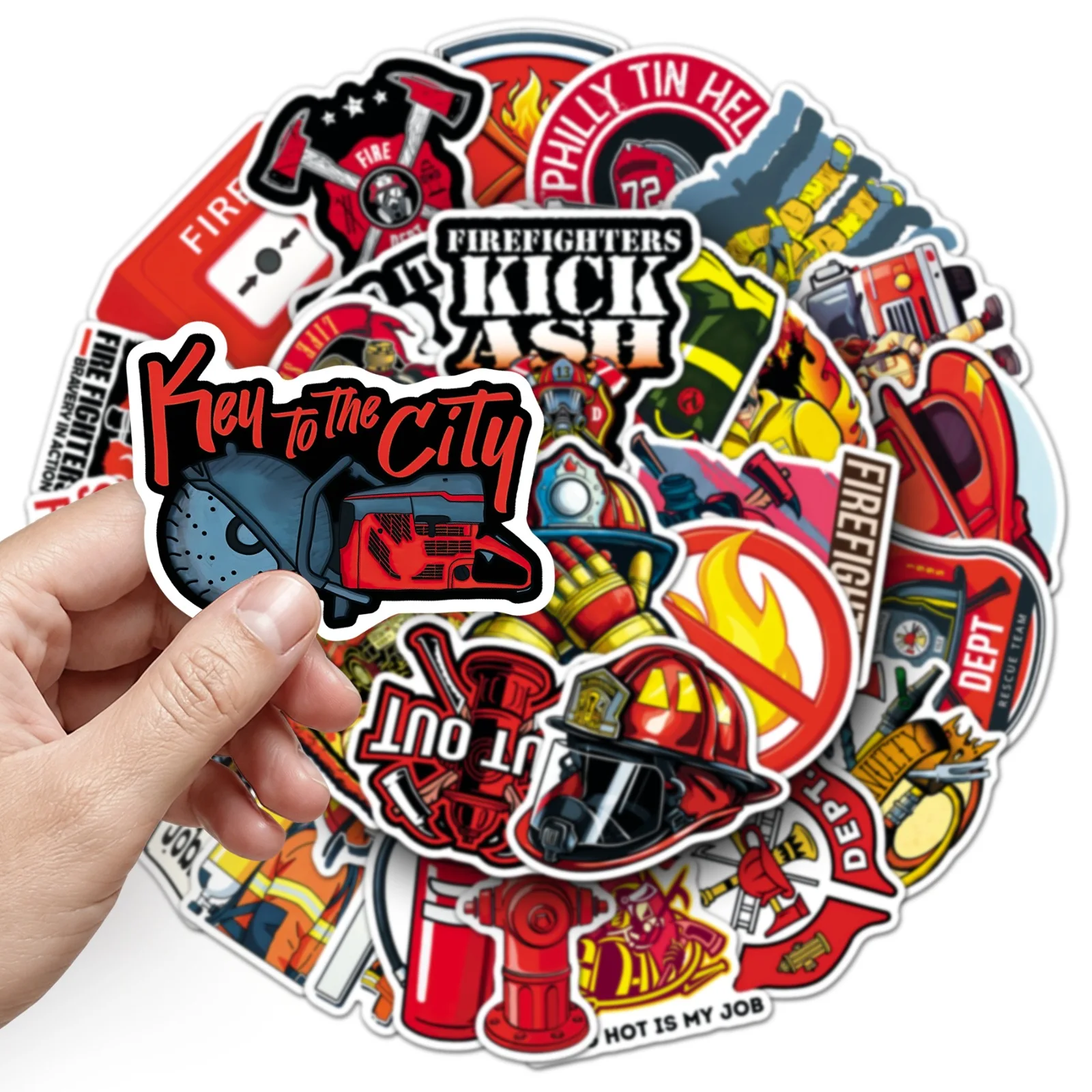 50 Pcs Firefighter Stickers Fire Department Journal Luggage Wall Helmet Waterproof Stickers