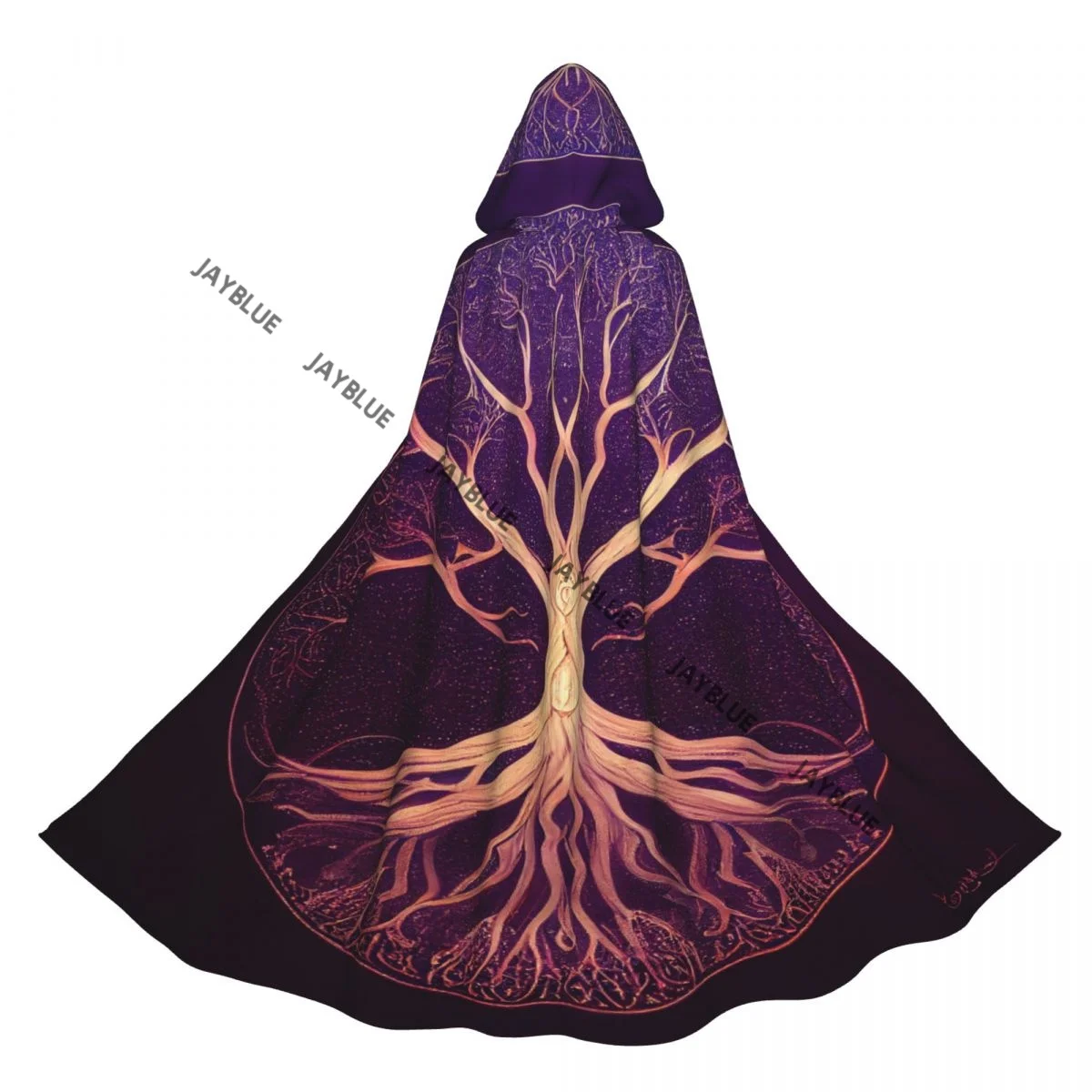 Hooded Cloak Unisex Cloak with Hood Tree Of Life Yggdrasil Cloak Vampire Witch Cape Cosplay Costume