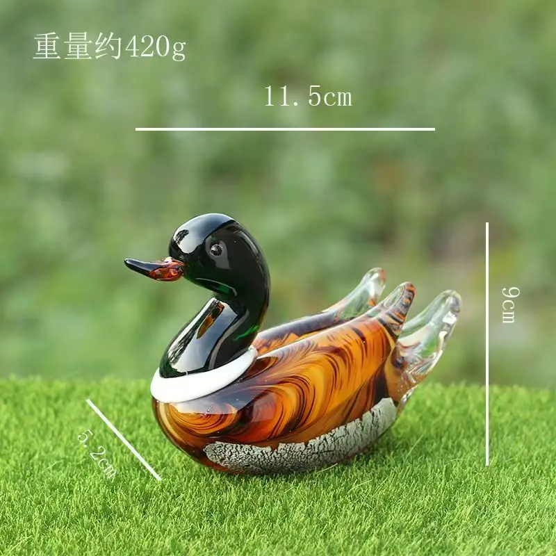 Crystal Glass Art Piece Handcrafted Glass Mandarin Duck Desk Decoration Gift Handmade Colored Glaze Animal Miniatures Ornament