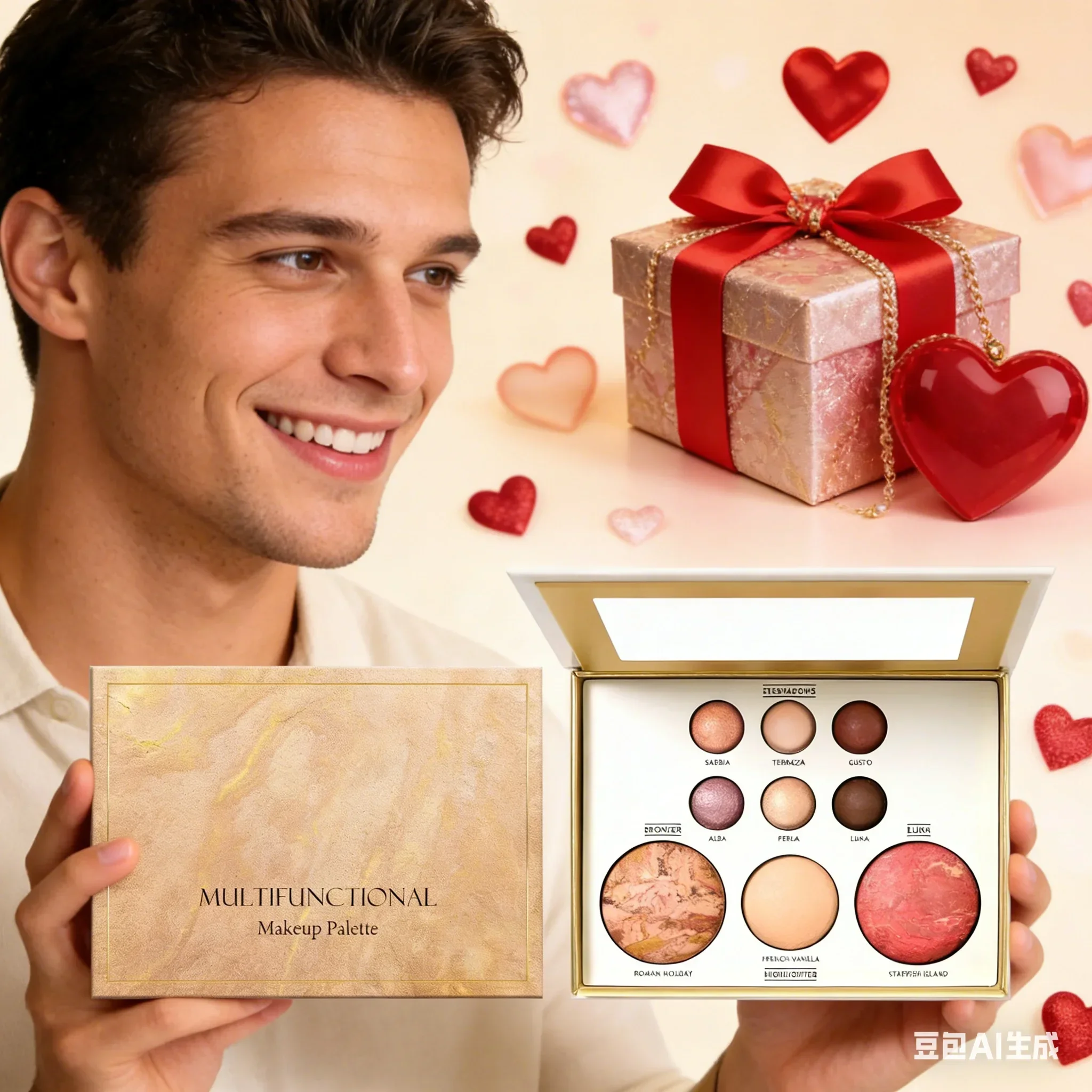 9 farben Multifunktionale Make-Up-Palette Valentinstag Geschenk Highlighter Lidschatten Rouge Kontur Unter-Auge Aufheller Schönheit Werkzeuge