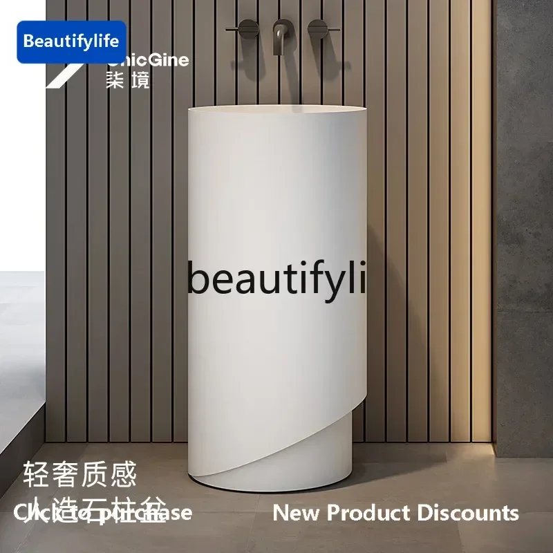 Hot sales  Column basin Light luxury hotel engineering homestay integrated floor wash basin