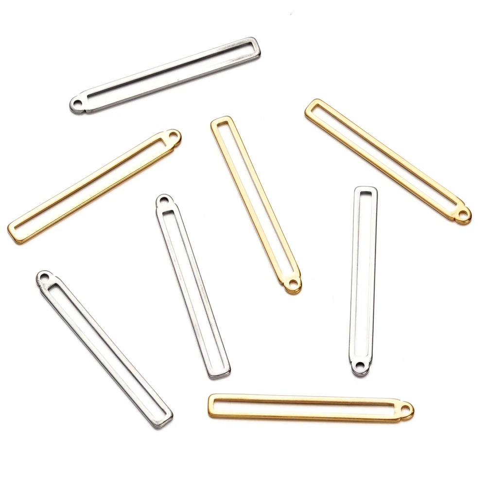 

10pcs/lot 34mm Stainless Steel Charms Hollow Rectangle Geometric Frame Pendants for Earrings Necklace DIY Jewelry Making