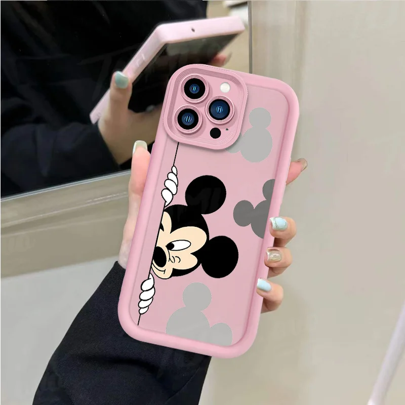 Cartoon Disney Mickey Mouse Phone Case for iPhone 14 15 Pro Max 13 12 11 X XS XR 7 8 Plus SE 2020 Shockproof Soft Silicone Cover