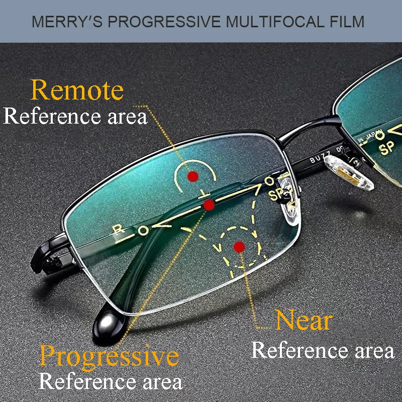 2026 Progressive Multifocus Computer Reading Glasses Blue Light Blocking Titanium Spring Hinge Multifocal Readers Eyeglasses