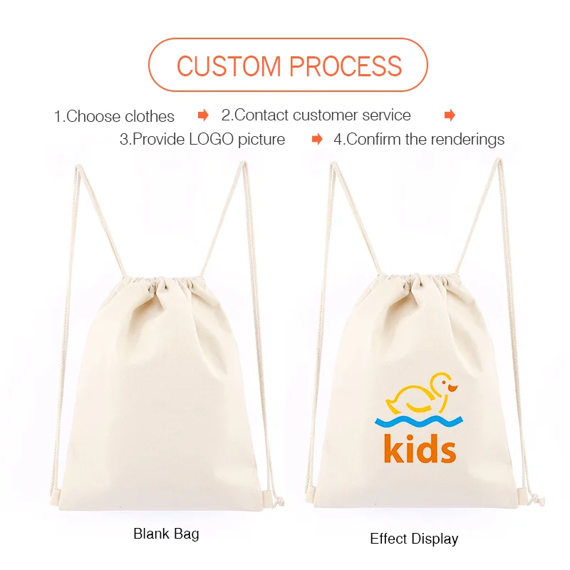 Custom Canvas Drawstring Pocket Gym Traveling Storage Bag DIY Logo Drawstring Storage Bag Print Picture Drawstring Backpack