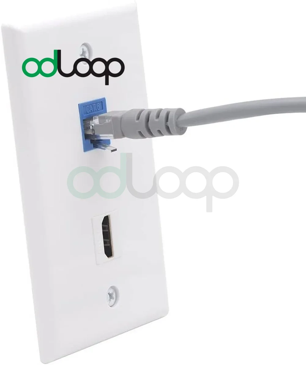 ODLOOP HDMI 2-Port Ethernet Wall Plate RJ45 CAT6 Female To Female Keystone Jack Insert for HDTV