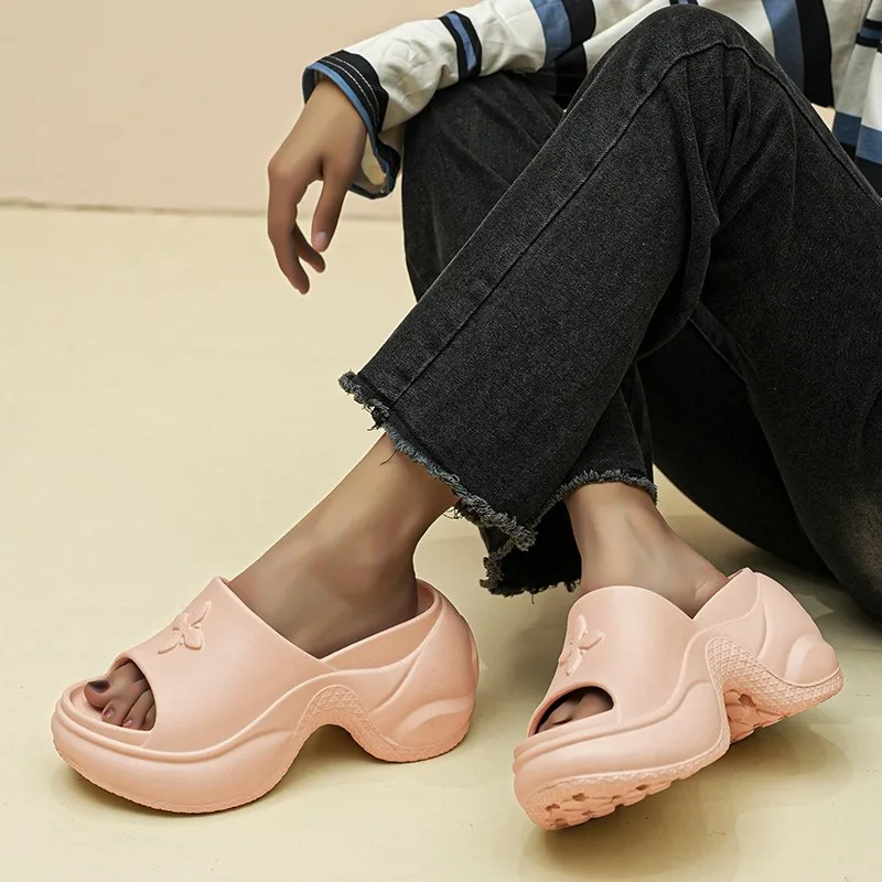 Women's Shoes 35-40 Spring Platform Clover Slippers High Heels Breathable Sandals Street Casual Shoes New Soft Soles