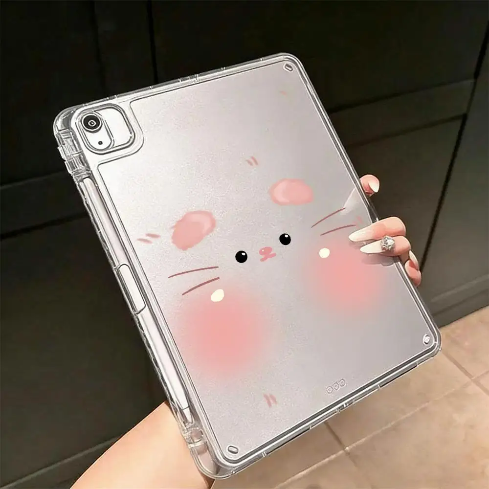 

Прозрачный чехол для iPad с милым эмодзи и карманом для хранения – для iPad 2025 11 дюймов/iPad Air 4/Pro 11/iPad 7-го/8-го/9-го/10-го поколений