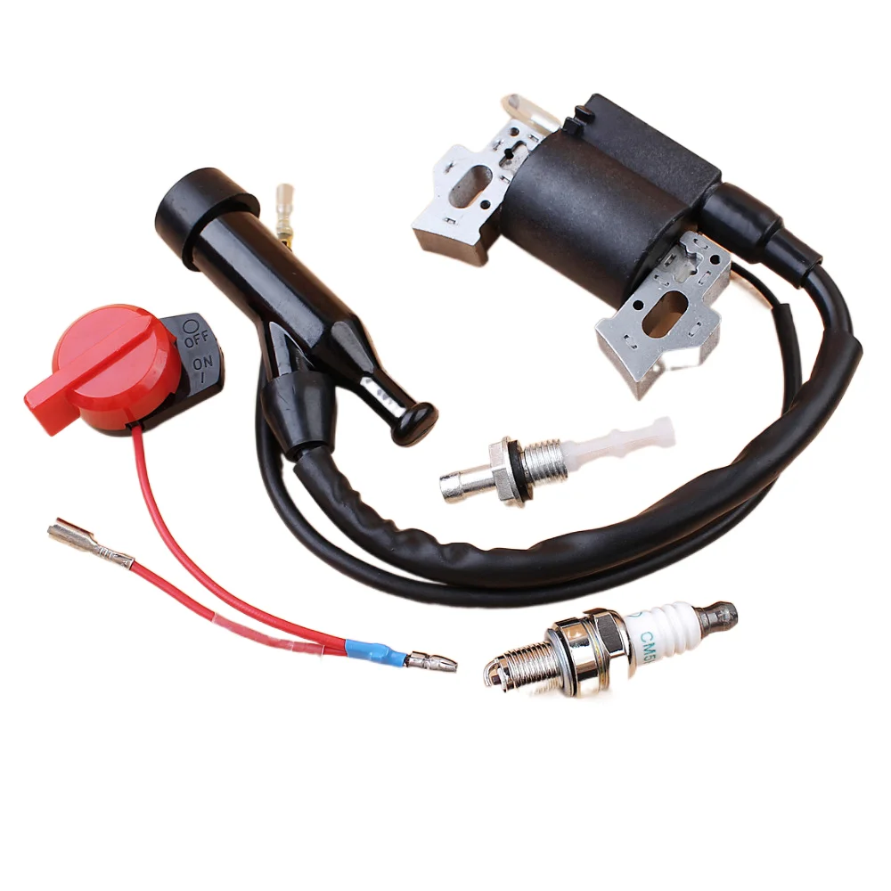Ignition Coil Magneto Spark Plug Starter Switch Kit For Honda GX110 GX120 GX140 GX160 GX200 WA20 168F 170F Engine Motor 30500-ZE