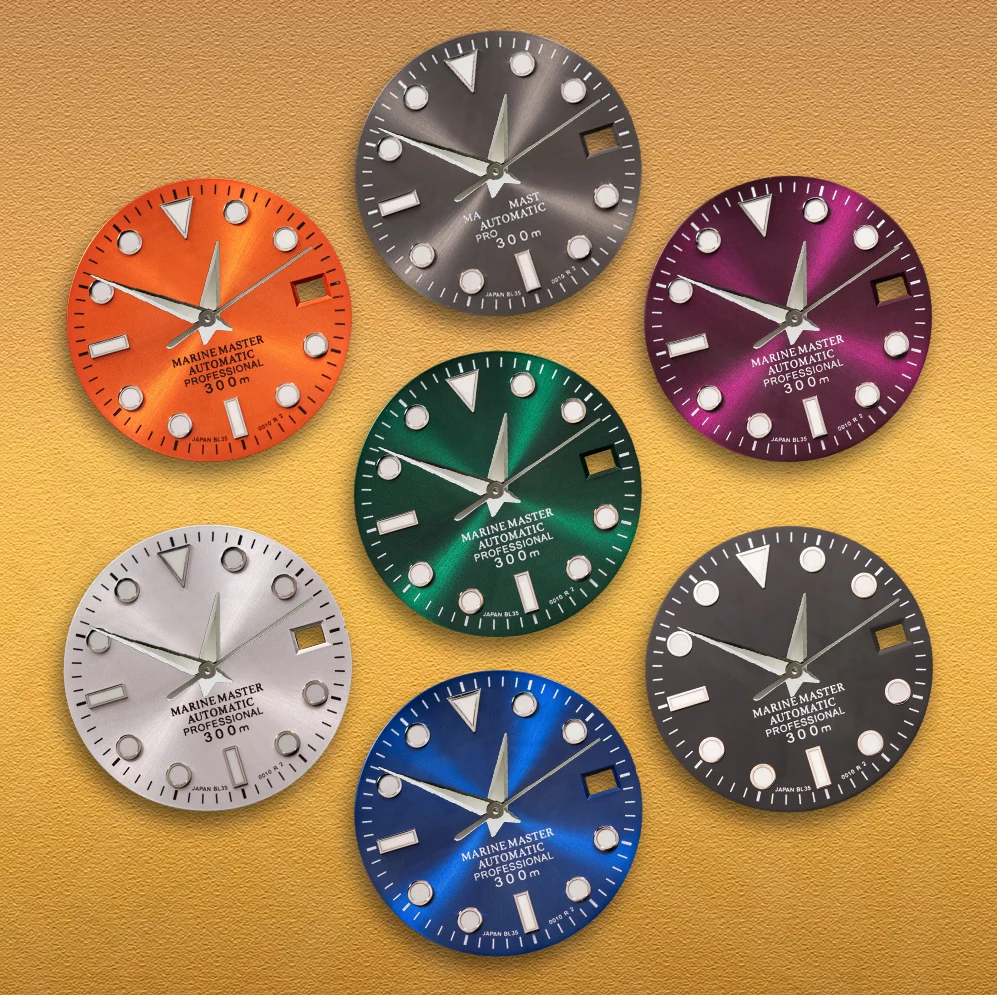 SEI S Logo 28.5mm SUB MARINE Dial NH35/NH36/4R Movements C3 Green Luminous Watches for men Modification Accessories repair Parts