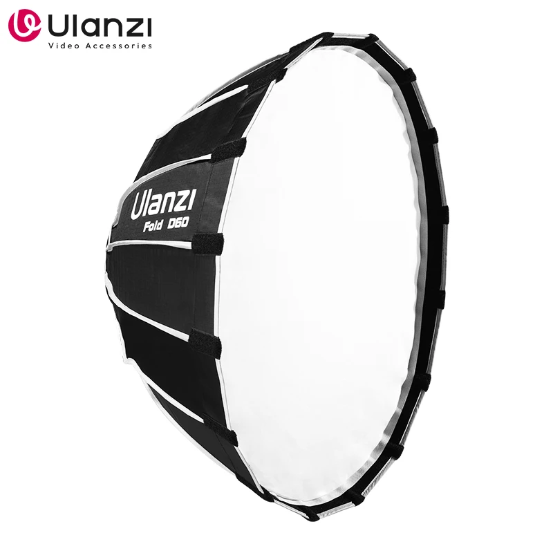 Ulanzi 60cm pieghevole Softbox parabolico profondo diffusore a sgancio rapido griglia a nido d\'ape Softbox per Ulanzi V-Mount/40W luce per Godox