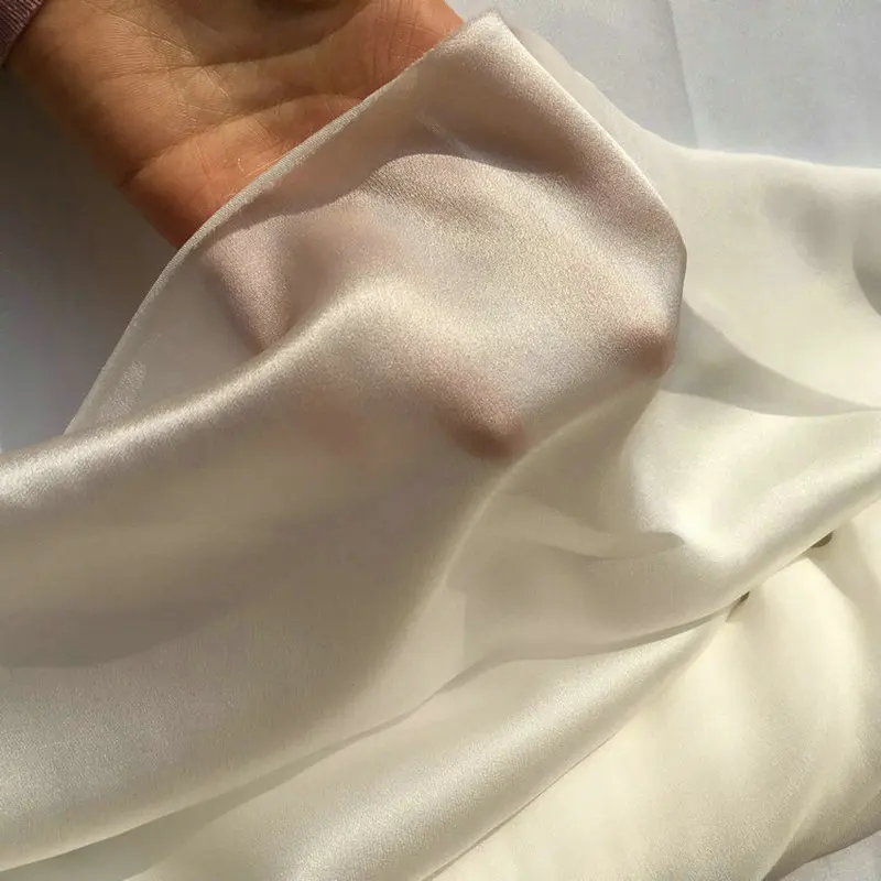 10m/m  silk charmeuse satin fabric for silk scarves nature white