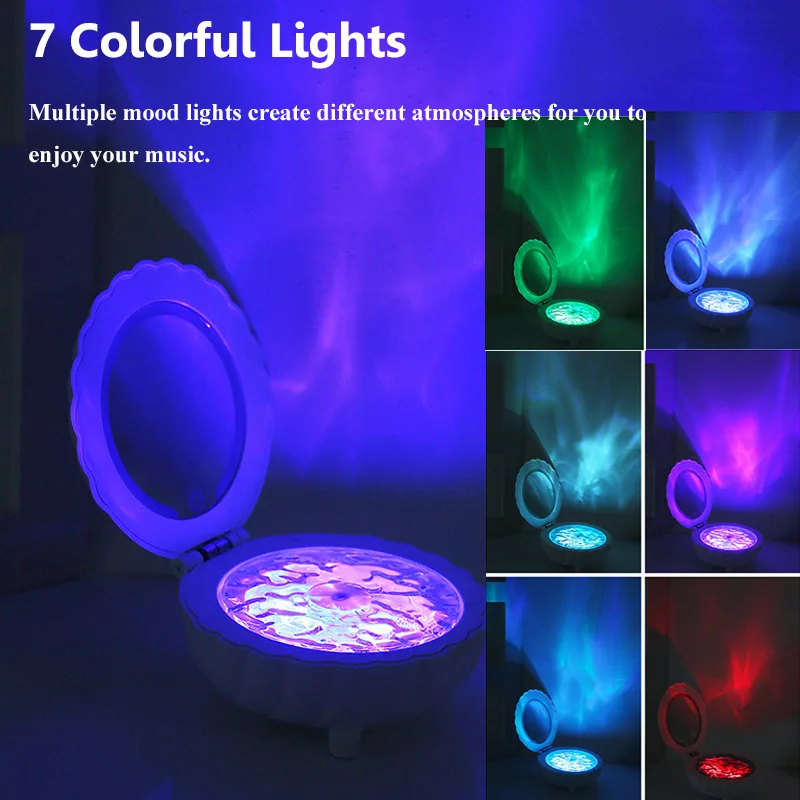 Portable Bluetooth Speaker Waves Colorful Projection Light White Noise Sleep Aid Remote Control TWS Stereo Music Player Mirror